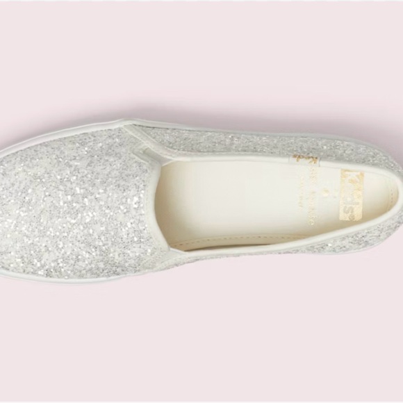 Keds Kate Spade White Sparkly Sneakers NWOB - Picture 10 of 10